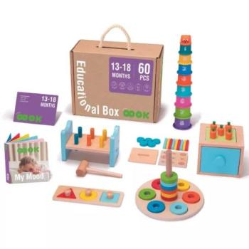 Tooky Toy: Fejlesztő bébijáték készlet, fa - 60 db-os kép
