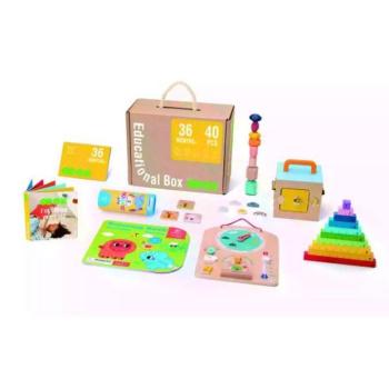 Tooky Toy: Fejlesztő játékcsomag, fa - 40 db-os szett kép