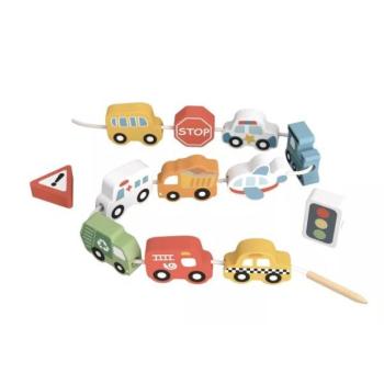 Tooky Toy: Felfűzhető kisautók fából