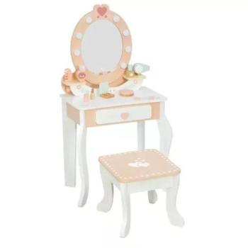 Tooky Toy: Szívecskés fésülködő asztal fából, világítással - 92 cm kép