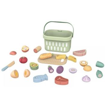 Tooky Toy: Vágható ételek fából - 31 db-os, kosárban kép