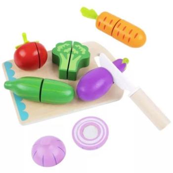 Tooky Toy: Zöldségszeletelő játékszett, fa kép