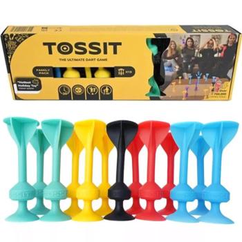 Tossit Family Pack – Piros, Türkiz, Kék, Sárga tapadókorongos darts társasjáték kép
