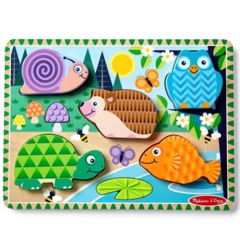 Touch & Feel Erdei állatok fa tapintós kirakó - Melissa & Doug kép