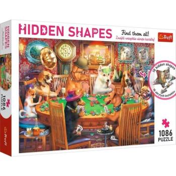 Trefl Hidden Shapes: Pókerező kutyák puzzle rejtett alakzatokkal - 1086 darabos kép
