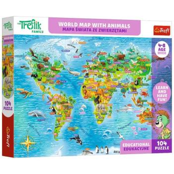 Treflik Világtérkép állatokkal oktató jellegű 104db-os puzzle - Trefl kép