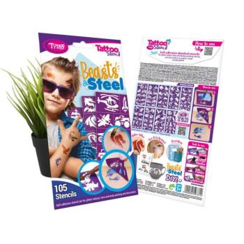 TyToo: Beasts & Steel csillámtetoválás sablon szett kép