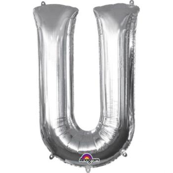 U betű mini fólia lufi 33 cm - ezüst kép