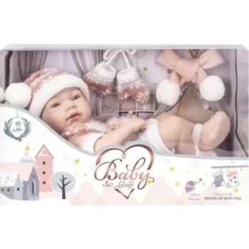 Újszülött baba sállal és kesztyűvel - 38 cm kép