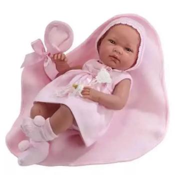 Újszülött lány baba megkötős sapiban 38cm kép