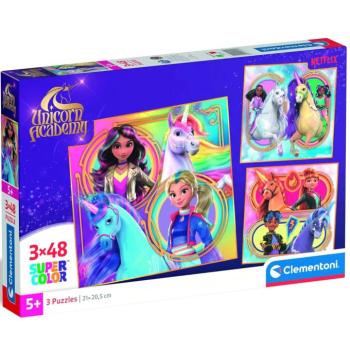 Unikornis Akadémia 3x48db-os Supercolor puzzle - Clementoni kép