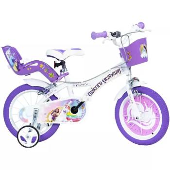 Unikornis Akadémia fehér-lila bicikli 14-es méretben - Dino Bikes kerékpár kép
