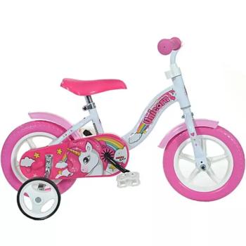 Unikornis rózsaszín-fehér gyerek bicikli 10-es méretben - Dino bikes kerékpár kép