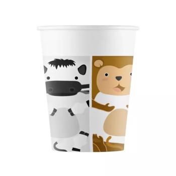 Vidám állatos papírpohár 8db-os szett 200ml kép