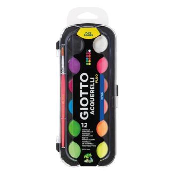 Vízfesték GIOTTO Aquarelli 30 mm fluoreszkáló színek 12 darabos kép