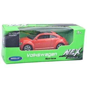 Welly: Volkswagen Bogár modern piros kisautó modell 1/64 kép